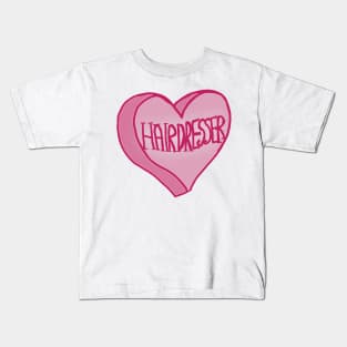 Cute Pink Love Heart Hairstylist Kids T-Shirt